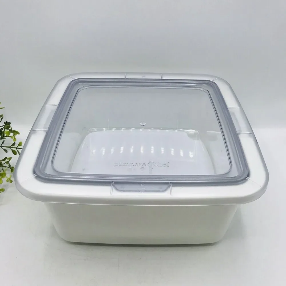Pampered Chef 2.5 QT Cool and Serve Bowl w Freezer Pack Picnic Kitchenware White